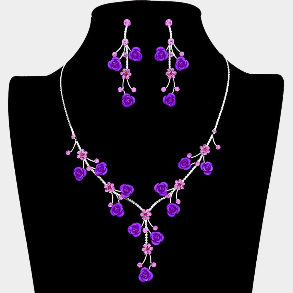Rose Crystal Purple Necklace